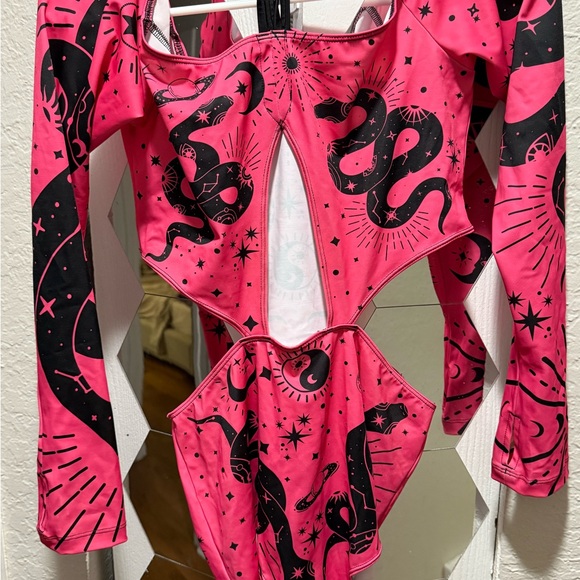 Pink Celestial Off-Shoulder Bodysuit - Picture 4 of 4